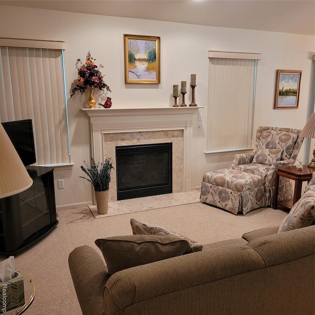 22865 Woodcreek Dr, Taylor, MI 48180 - living area featuring a high end fireplace and carpet floors
