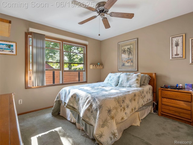 436 Orchard St, Wyandotte, MI 48192 - carpeted bedroom with baseboards and ceiling fan