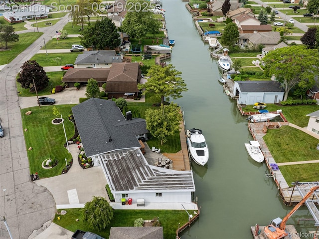 49775 Keycove St, Chesterfield, MI 48047 - aerial perspective of suburban area featuring a large body of water