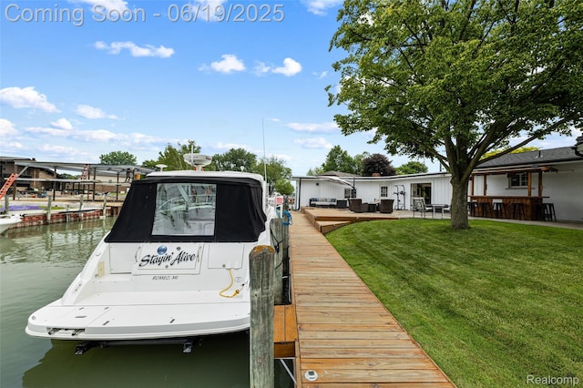 49775 Keycove St, Chesterfield, MI 48047 - dock featuring a yard and a water view