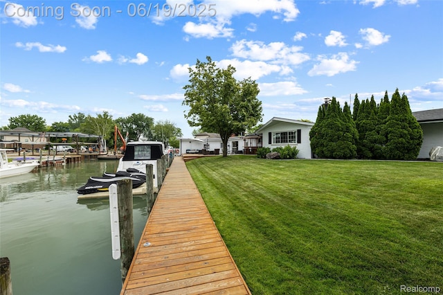 49775 Keycove St, Chesterfield, MI 48047 - dock area with a lawn and a water view