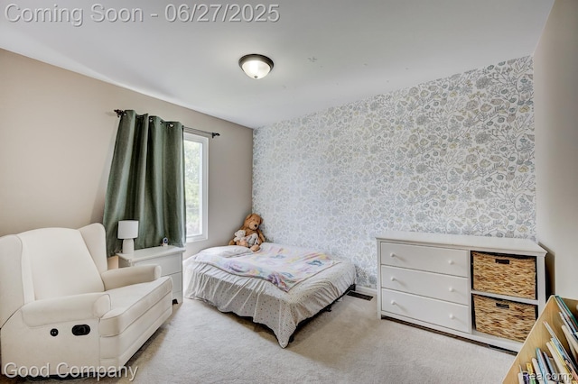 3626 Prairie Ave, Berkley, MI 48072 - carpeted bedroom with wallpapered walls and an accent wall