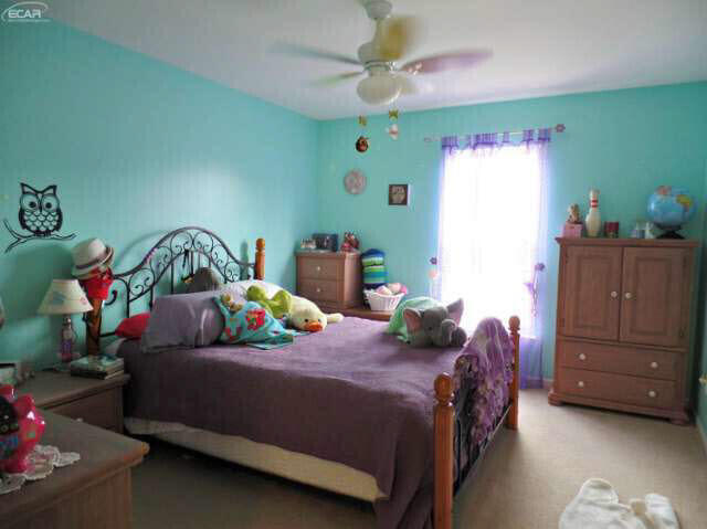 6296 Moonstone Dr, Grand Blanc, MI 48439 - bedroom with a ceiling fan and light carpet