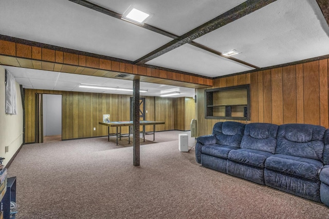 1603 Park Rd, Jackson, MI 49203 - carpeted living area with wooden walls