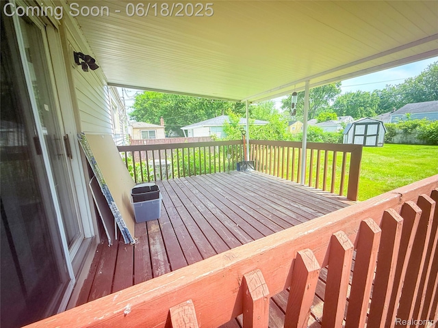 32303 Glen St, Westland, MI 48186 - wooden terrace with a shed and a yard