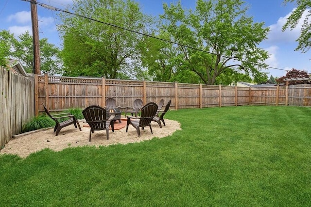 3108 Kim St, Saint Joseph, MI 49085 - fenced backyard with a fire pit