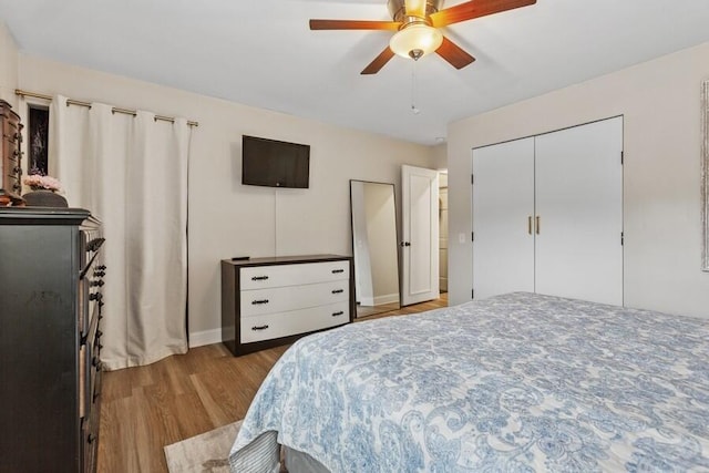 3108 Kim St, Saint Joseph, MI 49085 - bedroom featuring wood finished floors, a ceiling fan, and a closet