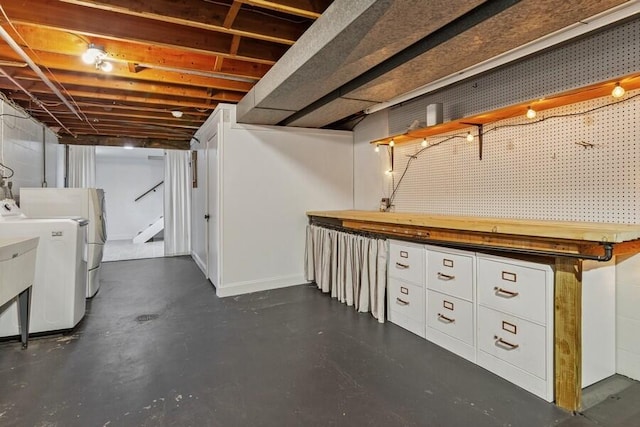 3108 Kim St, Saint Joseph, MI 49085 - unfinished basement with washer and dryer and stairs