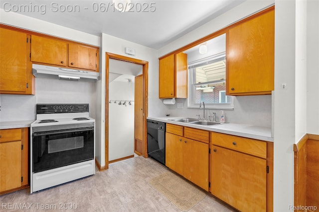 6514 Maple St, Dearborn, MI 48126 - kitchen with electric stove, dishwasher, under cabinet range hood, and light countertops