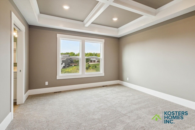 1827 Stratford Ln NW, Grand Rapids, MI 49534 - carpeted empty room featuring ornamental molding, coffered ceiling, beam ceiling, and recessed lighting