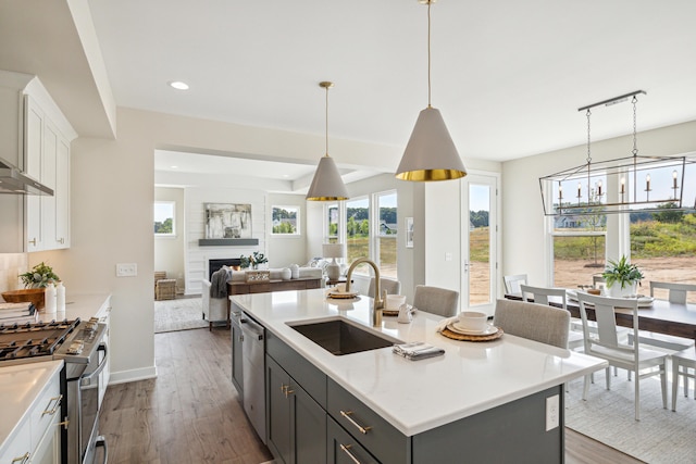 8167 Turning Stone, Kalamazoo, MI 49009 - kitchen featuring appliances with stainless steel finishes, open floor plan, wood finished floors, light countertops, and recessed lighting
