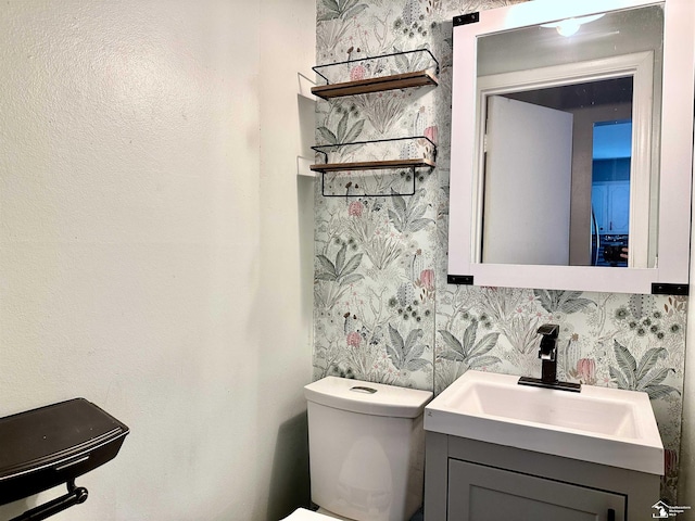 8464 Keitha Dr, Lambertville, MI 48144 - half bath featuring vanity and wallpapered walls