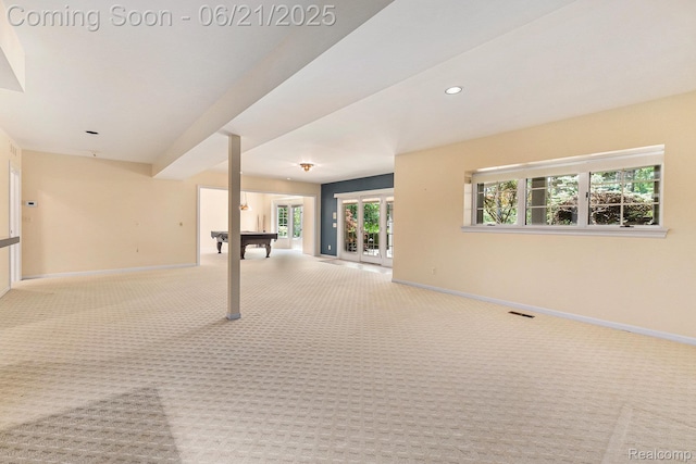 5387 Bristol Parke Dr, Clarkston, MI 48348 - spare room featuring carpet flooring, plenty of natural light, billiards table, and recessed lighting