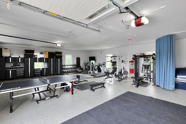 7074 S Ainger Rd, Olivet, MI 49076 - exercise room featuring a garage