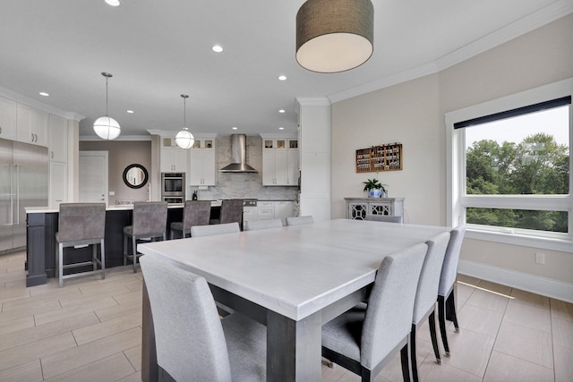 7074 S Ainger Rd, Olivet, MI 49076 - dining area with ornamental molding and recessed lighting