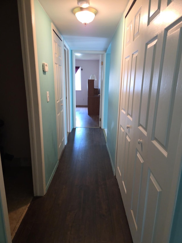 20041 Village Green Ct Unit 14, Brownstown, MI 48183 - hall featuring dark wood-type flooring and baseboards