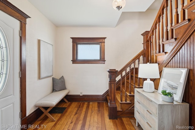 34 Charles St, Hillsdale, MI 49242 - entryway with stairs and wood-type flooring