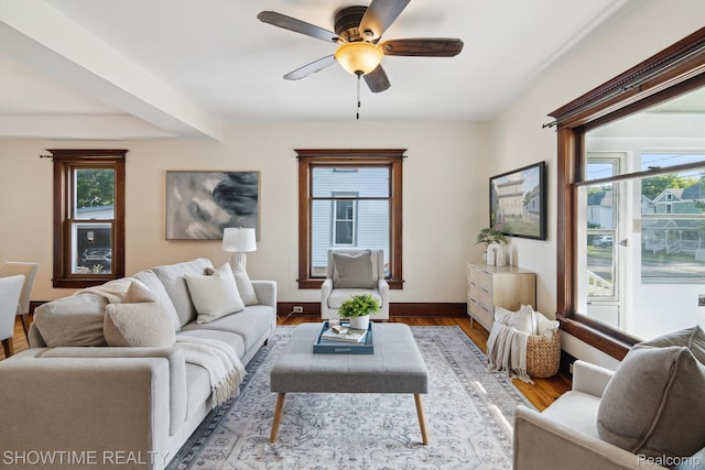 34 Charles St, Hillsdale, MI 49242 - living room featuring ceiling fan and wood finished floors