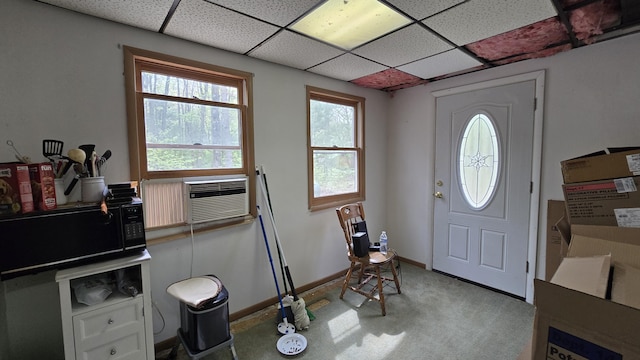 211 Skocelas Rd N, Manistee, MI 49660 - carpeted entryway featuring a paneled ceiling and cooling unit