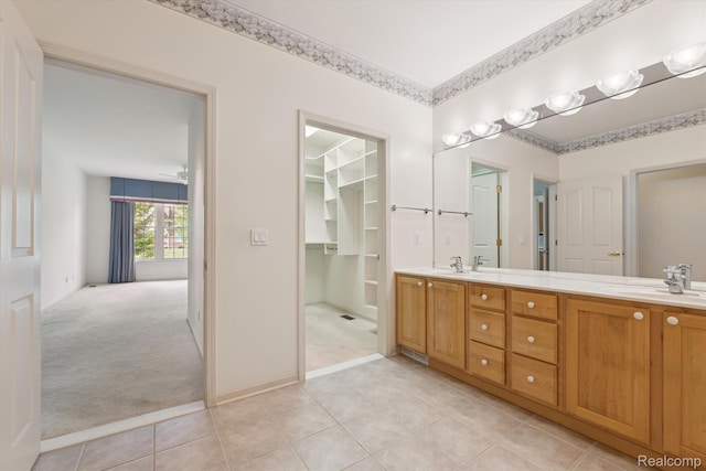 1921 Dunham Dr, Rochester, MI 48306 - full bath with double vanity and tile patterned flooring