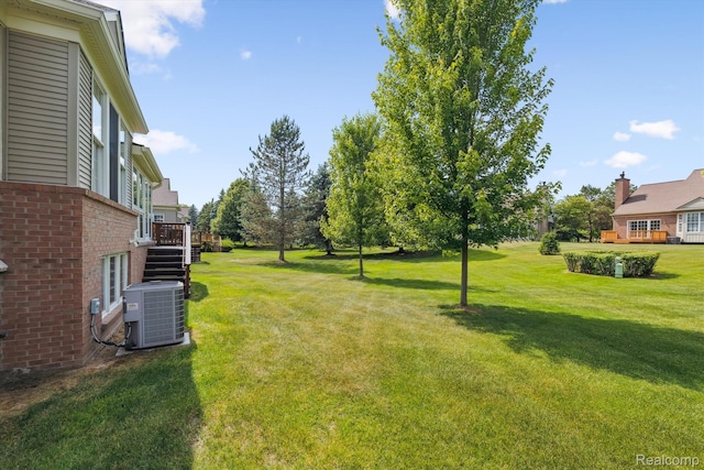 1921 Dunham Dr, Rochester, MI 48306 - view of green lawn with a wooden deck