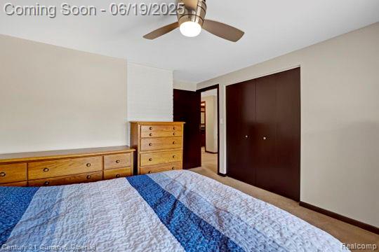 7190 Pebble Park Dr, West Bloomfield, MI 48322 - bedroom featuring carpet and a ceiling fan
