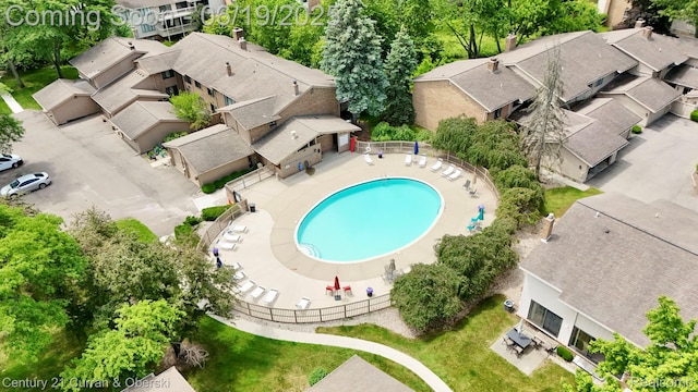 7190 Pebble Park Dr, West Bloomfield, MI 48322 - aerial view of residential area with a pool