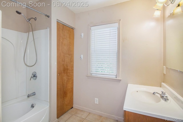 2061 E Boatfield Ave, Burton, MI 48529 - full bathroom with vanity, shower / bath combination, and tile patterned flooring