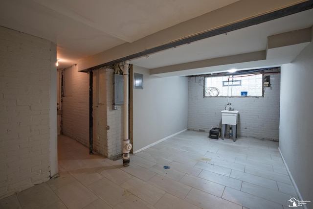 901 Chicago Blvd, Detroit, MI 48202 - basement with brick wall and electric panel