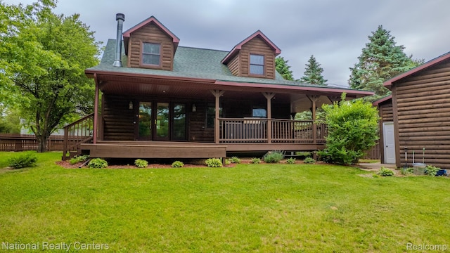 1471 Eldon Ct, Gladwin, MI 48624 - back of house featuring covered porch