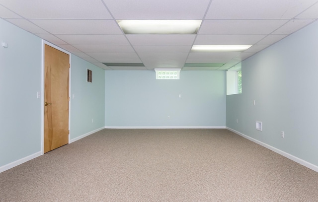 3105 Earlmoore Ln, Ann Arbor, MI 48105 - basement featuring carpet, plenty of natural light, and a paneled ceiling