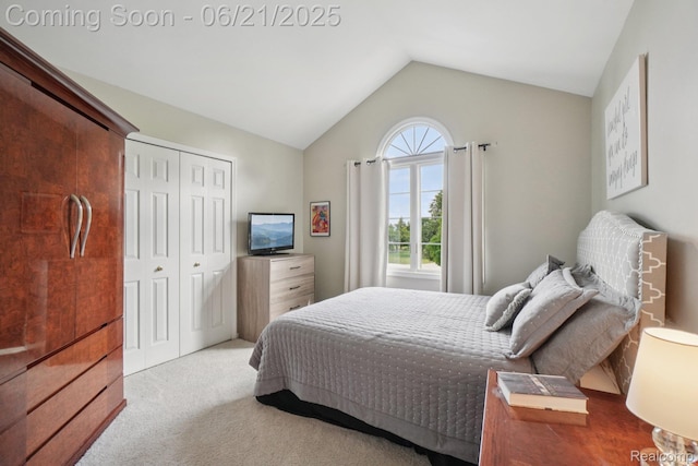 21898 Aspen Ct, Farmington Hills, MI 48335 - bedroom featuring lofted ceiling, a closet, and carpet flooring