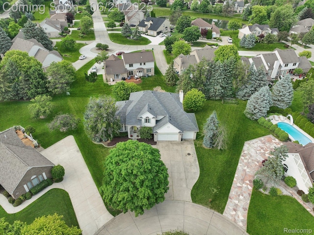 21898 Aspen Ct, Farmington Hills, MI 48335 - aerial perspective of suburban area featuring a pool area