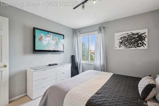 21898 Aspen Ct, Farmington Hills, MI 48335 - bedroom featuring rail lighting and light carpet