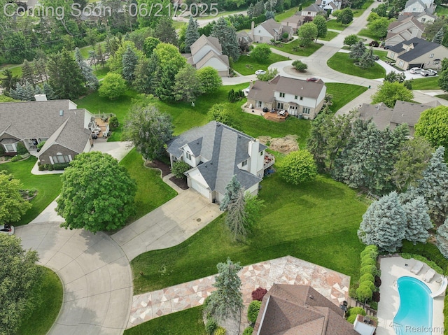 21898 Aspen Ct, Farmington Hills, MI 48335 - aerial view of residential area featuring a pool area