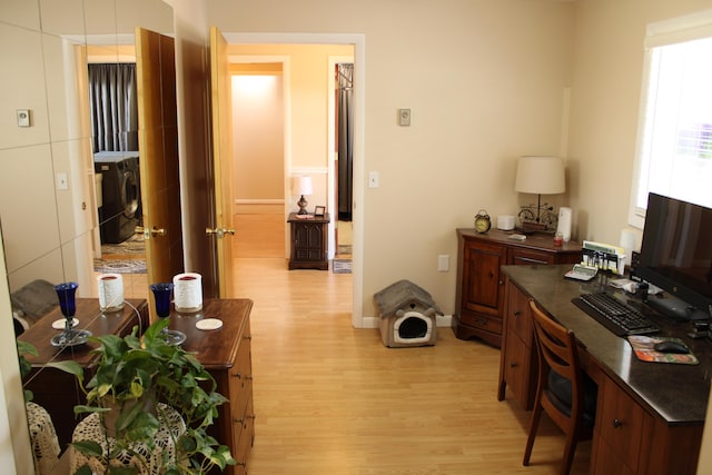7680 S Warner Ave, Fremont, MI 49412 - office area featuring light wood-style floors and baseboards