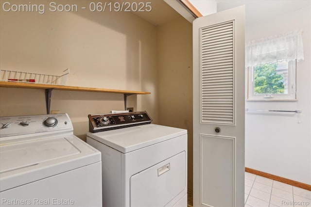 8331 Hilton Rd, Brighton, MI 48114 - laundry area featuring separate washer and dryer and light tile patterned floors