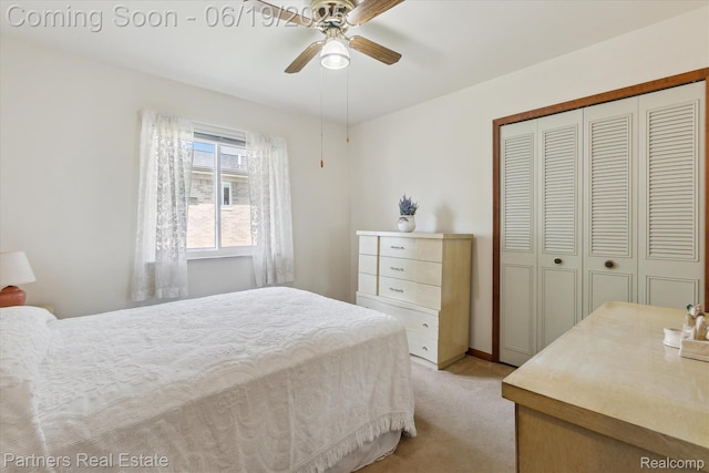 8331 Hilton Rd, Brighton, MI 48114 - bedroom featuring light colored carpet, a closet, and ceiling fan