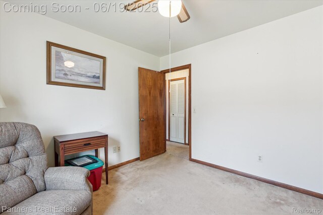 8331 Hilton Rd, Brighton, MI 48114 - sitting room featuring light colored carpet and ceiling fan