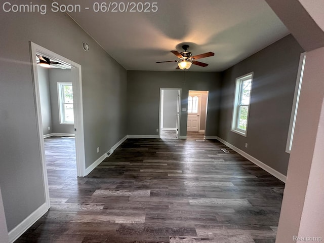 101 Morrell St, Yale, MI 48097 - spare room with a ceiling fan and dark wood-style floors