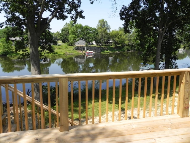 26370 S Shore Dr, Mendon, MI 49072 - wooden terrace featuring a water view and view of wooded area