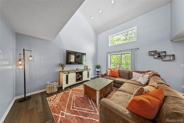 8206 Saint James Ct, Grosse Ile, MI 48138 - living room with high vaulted ceiling and wood finished floors