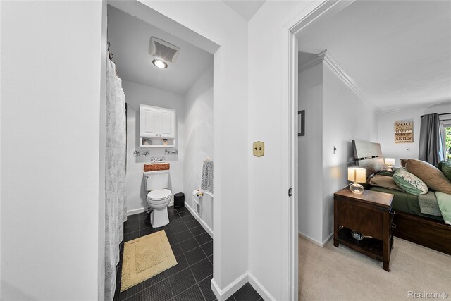 8206 Saint James Ct, Grosse Ile, MI 48138 - bathroom featuring crown molding and tile patterned floors