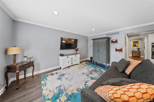 8206 Saint James Ct, Grosse Ile, MI 48138 - living area with wood finished floors, crown molding, and recessed lighting