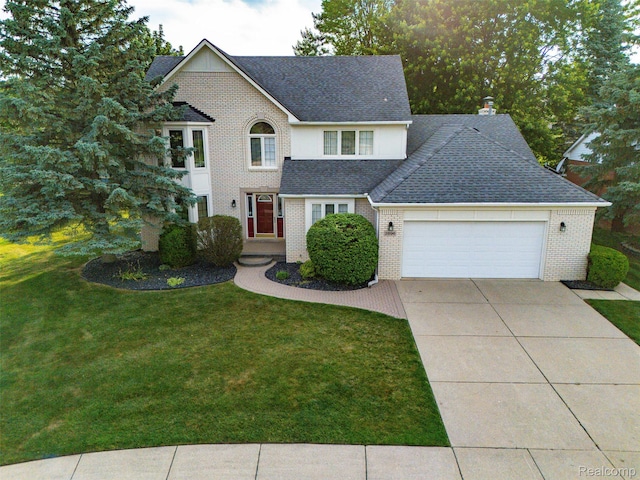 2896 Chippewa Ct, Troy, MI 48085 - traditional-style home featuring brick siding, an attached garage, and a shingled roof