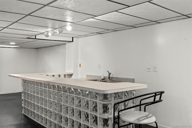 2896 Chippewa Ct, Troy, MI 48085 - indoor bar featuring a paneled ceiling and concrete floors