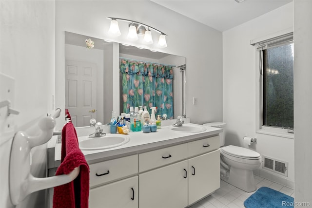 2896 Chippewa Ct, Troy, MI 48085 - bathroom featuring tile patterned flooring, double vanity, and a shower with curtain