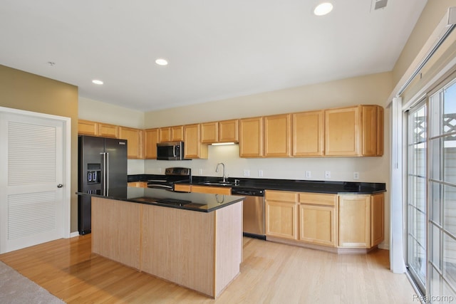 3207 Camden Dr Unit 110, Troy, MI 48084 - kitchen with stainless steel appliances, light brown cabinetry, light wood-type flooring, and recessed lighting