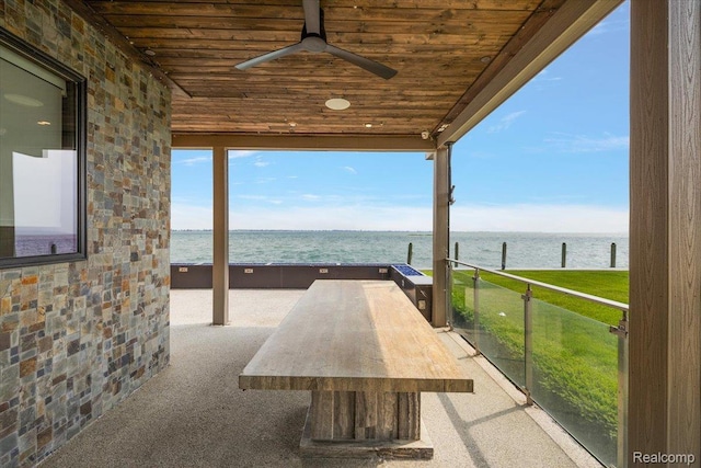 8349 Dixie Hwy, Ira, MI 48023 - view of patio / terrace featuring a water view and ceiling fan