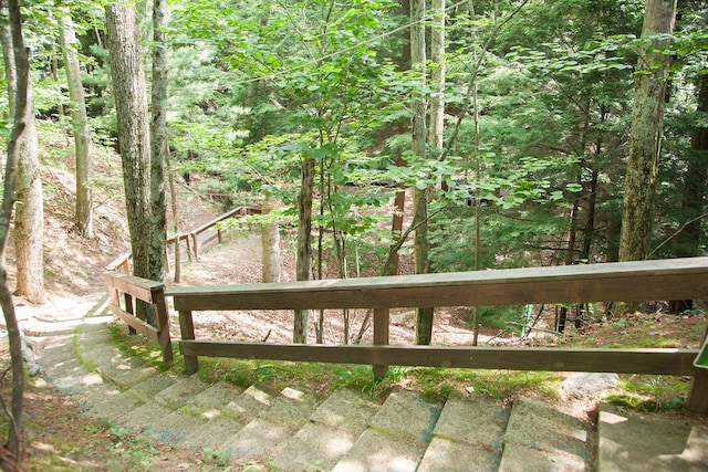 8641 N Perry Ave, Pentwater, MI 49449 - wooden deck with a forest view